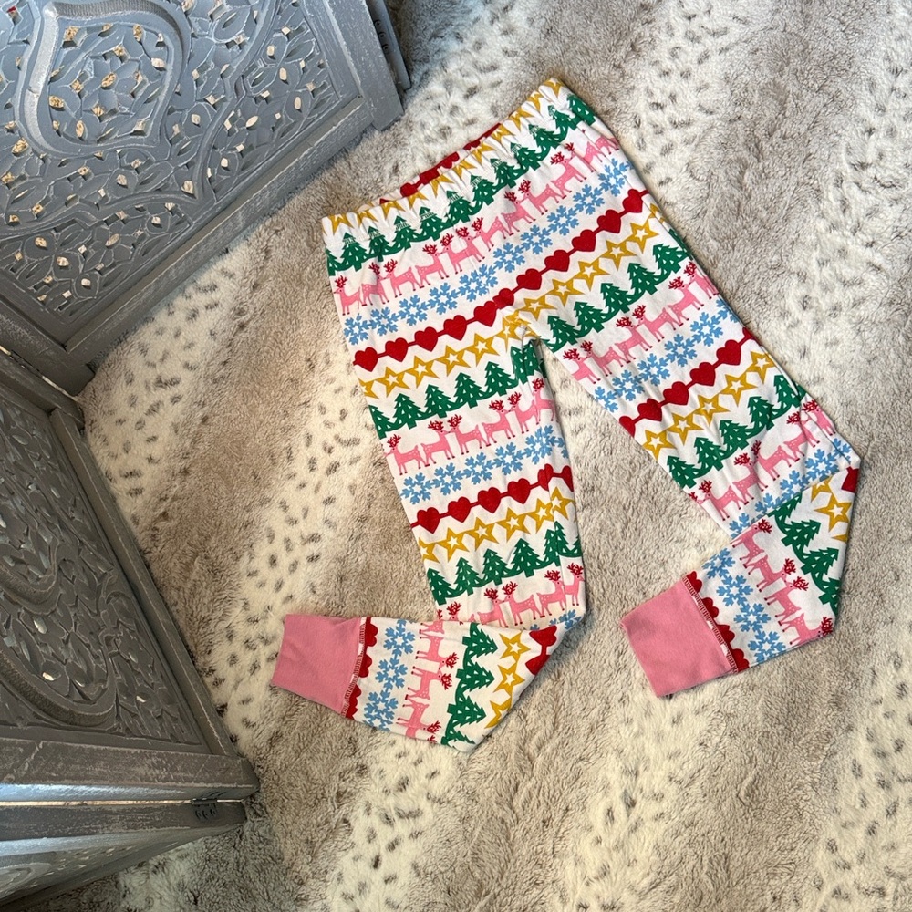 Boden Kids rainbow holiday pajama pants girls size 11 Christmas tree reindeer